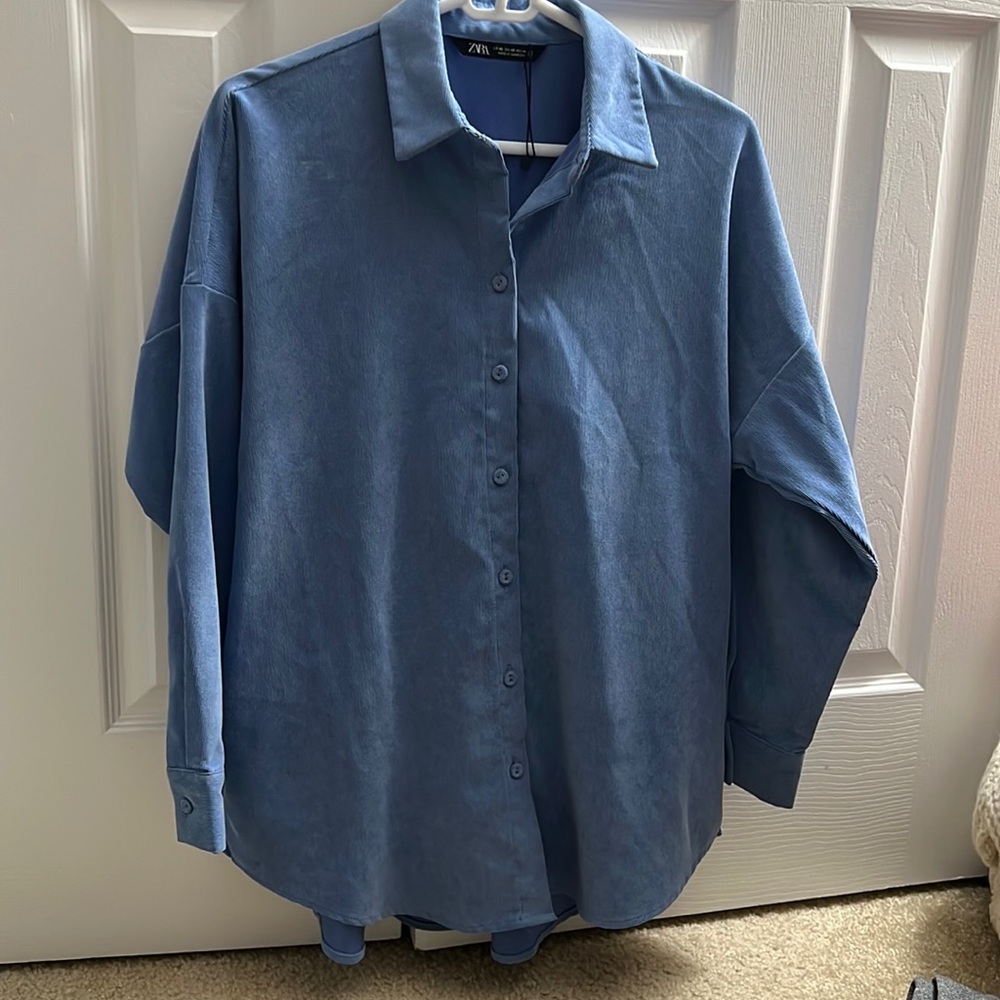 Zara oversized blue corduroy shirt size xsmall